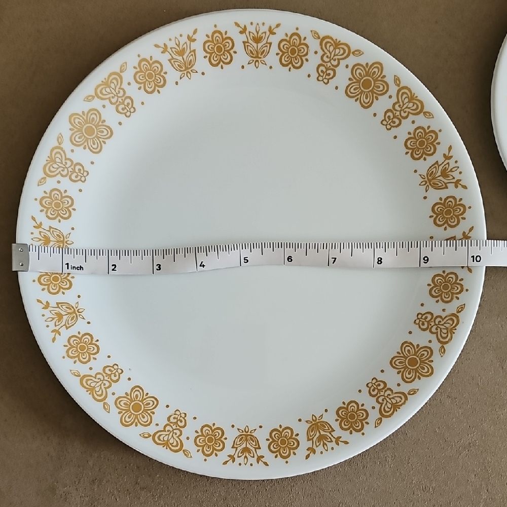 Corelle Floral Gold and White Dinner Plate